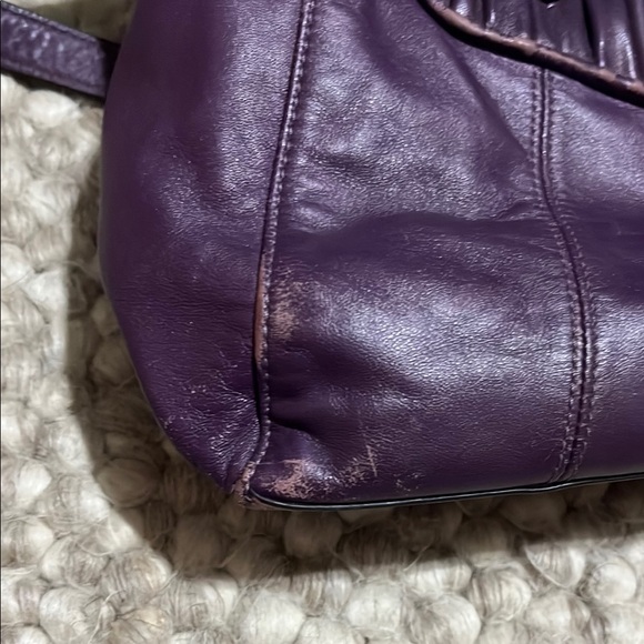Coach Purple Leather Satchel with Silver Accents - Picture 11 of 16